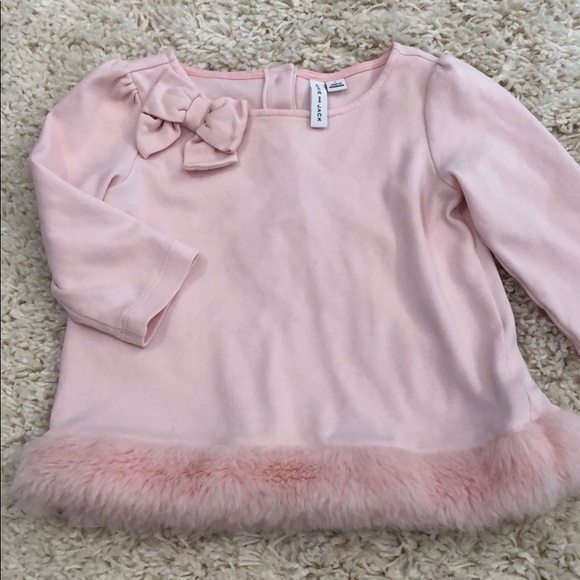 Janie and Jack Long Sleeve Top with Fur Trim - Picture 1 of 8